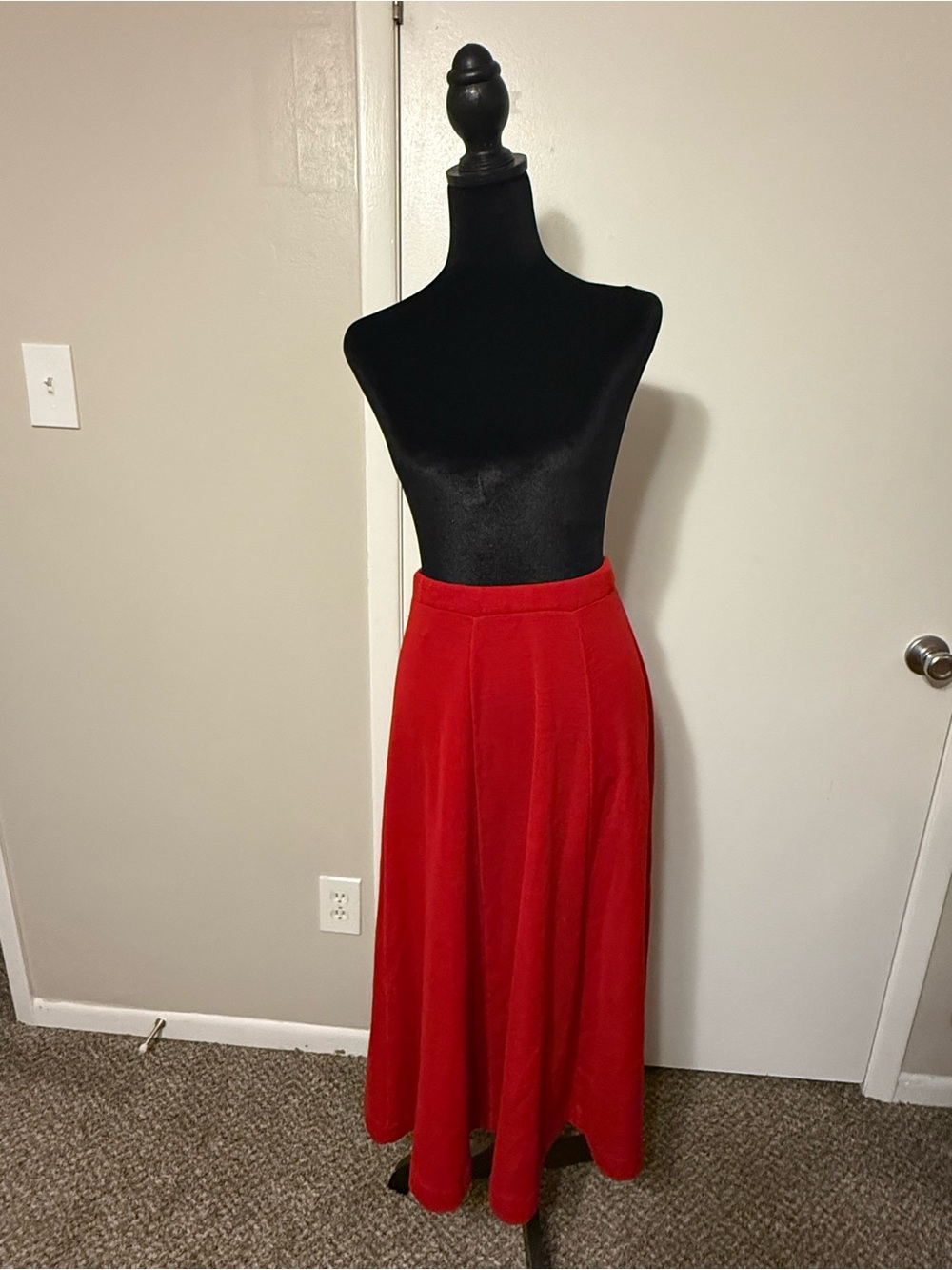 Vintage Neiman Marcus Merino Wool Red Skirt, Small, Flaw Read